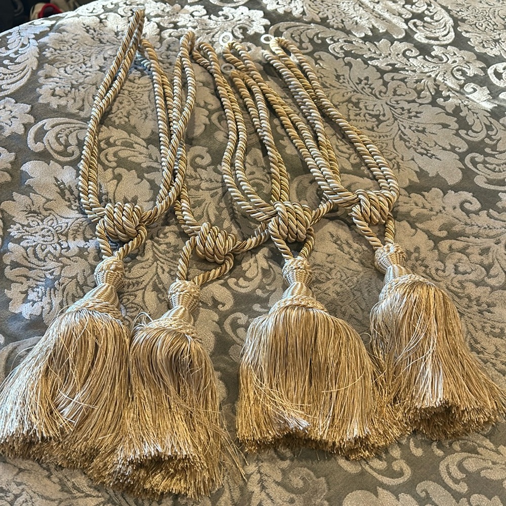Gold & Cream Amelia Tassel Curtain Tiebacks